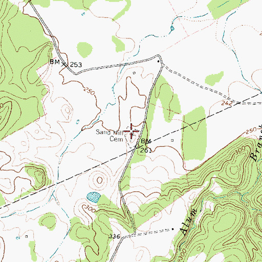 Topographic Map of Sand Hill Cemetery, TX