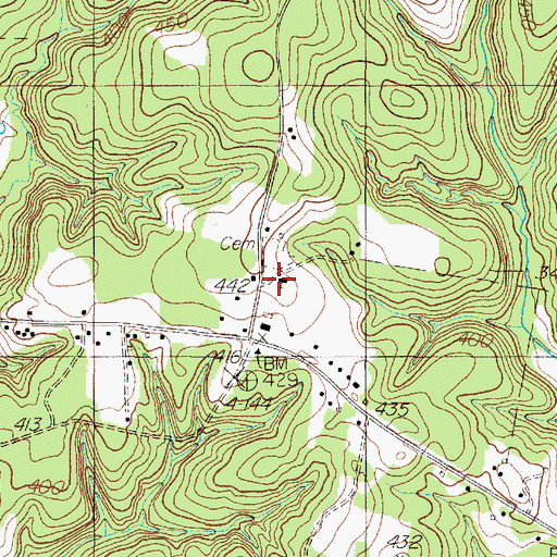 Topographic Map of Sand Hill Church, TX