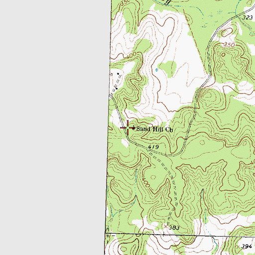 Topographic Map of Sand Hill Church, TX