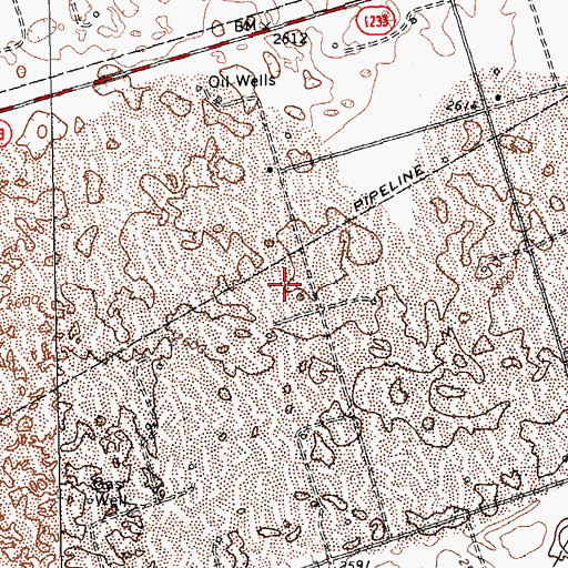 Topographic Map of Sand Hills Oil Field, TX