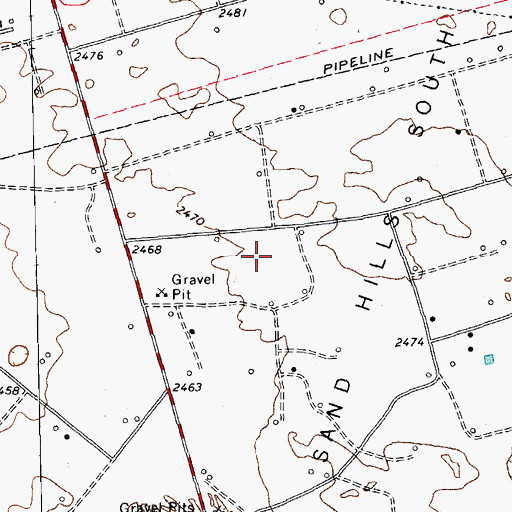 Topographic Map of Sand Hills South Oil Field, TX