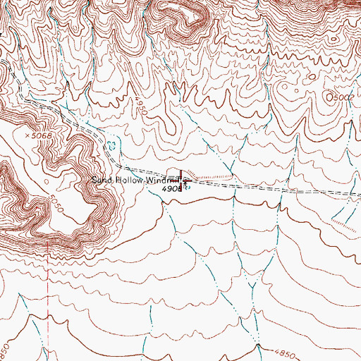 Topographic Map of Sand Hollow Windmill, TX
