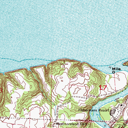 Topographic Map of Greens Bluff, AL