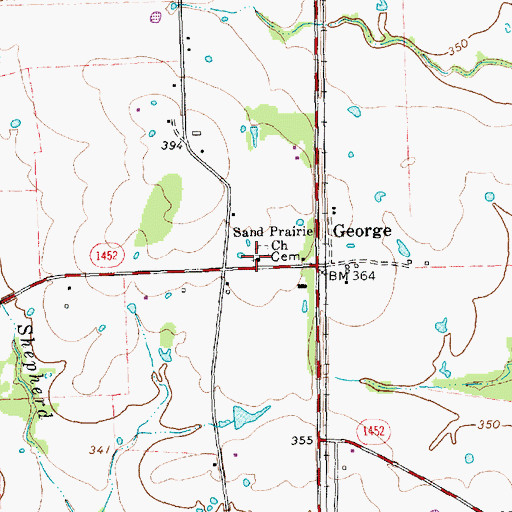 Topographic Map of Sand Prairie Church, TX