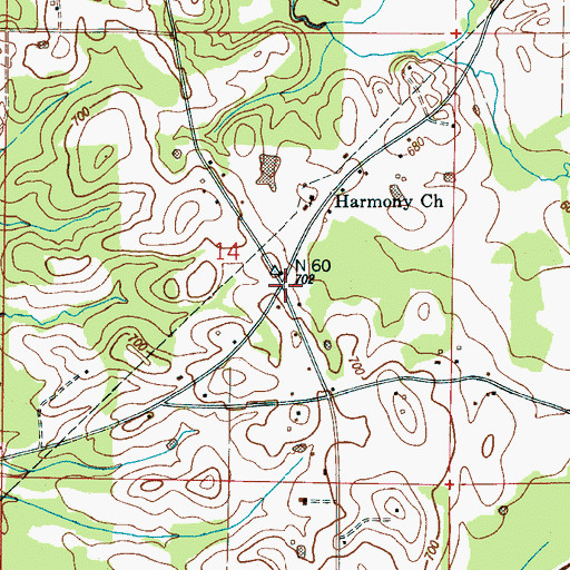 Topographic Map of Harmony, AL
