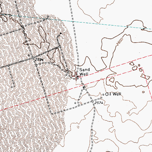 Topographic Map of Sand Well, TX