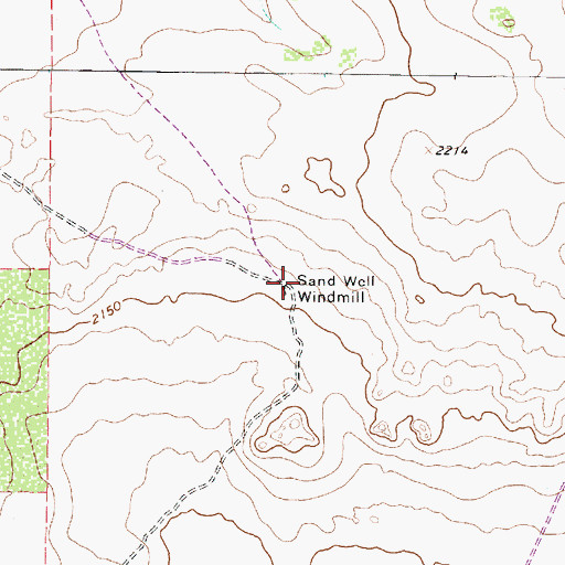 Topographic Map of Sand Well Windmill, TX