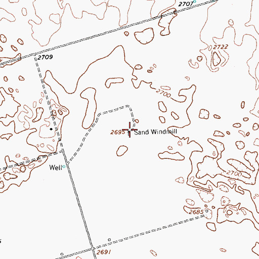 Topographic Map of Sand Windmill, TX