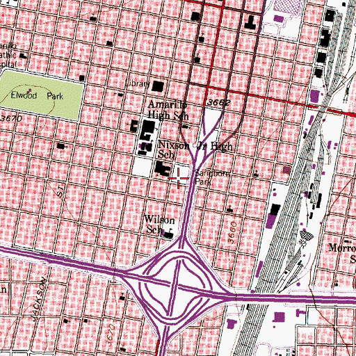 Topographic Map of Sandborn Park, TX