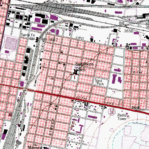 Topographic Map of Sandborn School, TX