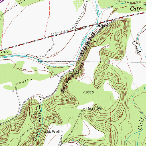 Topographic Map of Sanders Bluff, TX