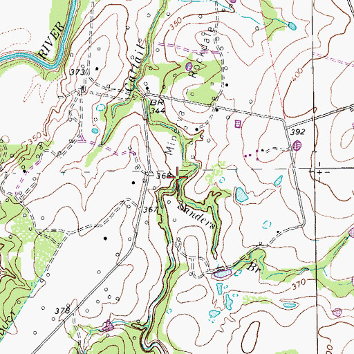 Topographic Map of Sanders Branch, TX