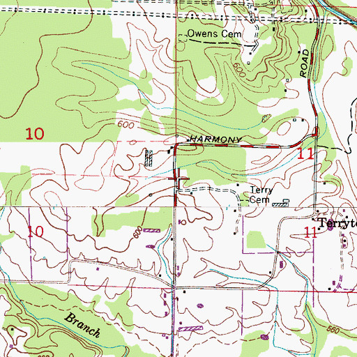 Topographic Map of Harmony School (historical), AL