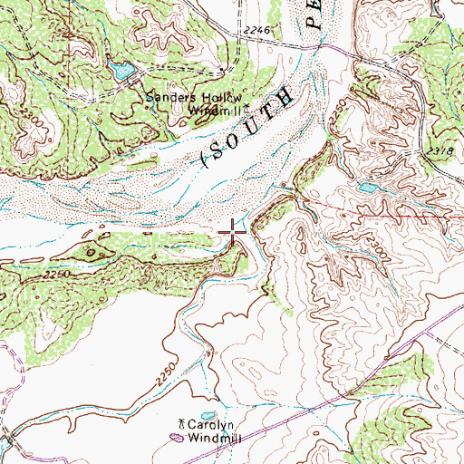 Topographic Map of Sanders Hollow, TX