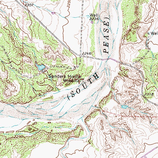 Topographic Map of Sanders Hollow Windmill, TX
