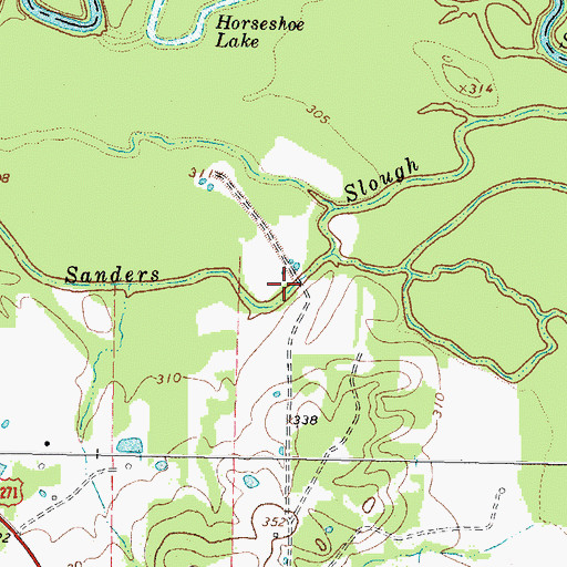 Topographic Map of Sanders Slough, TX