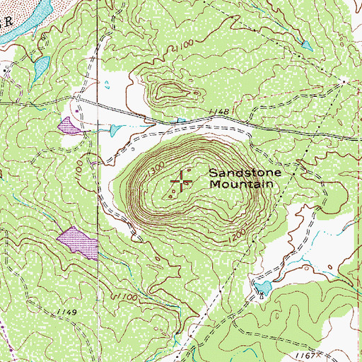 Topographic Map of Sandstone Mountain, TX