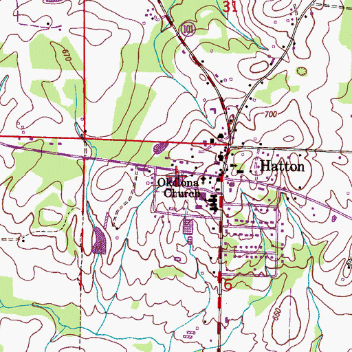 Topographic Map of Hatton Elementary School, AL