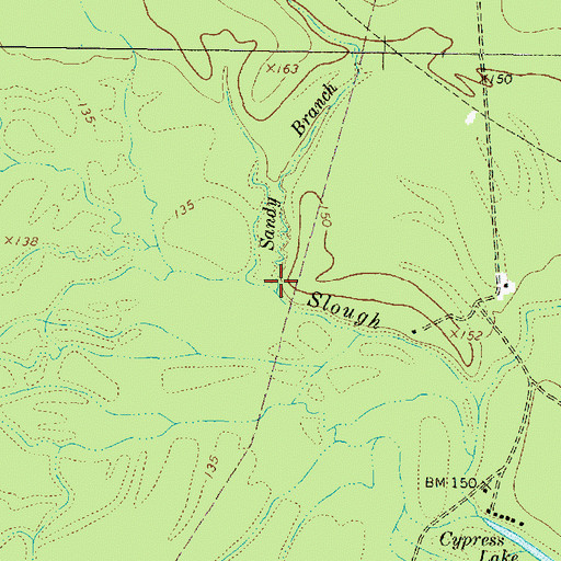 Topographic Map of Sandy Branch, TX