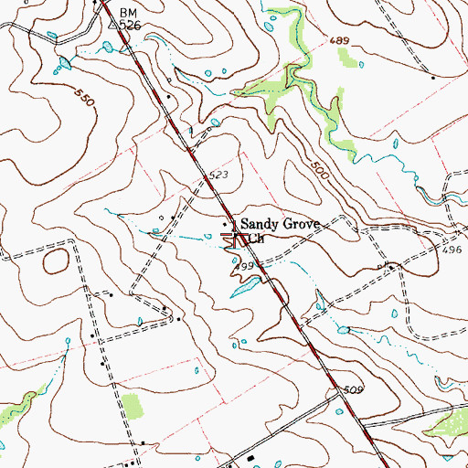 Topographic Map of Sandy Grove Church, TX