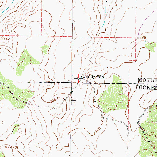 Topographic Map of Sandy Well, TX