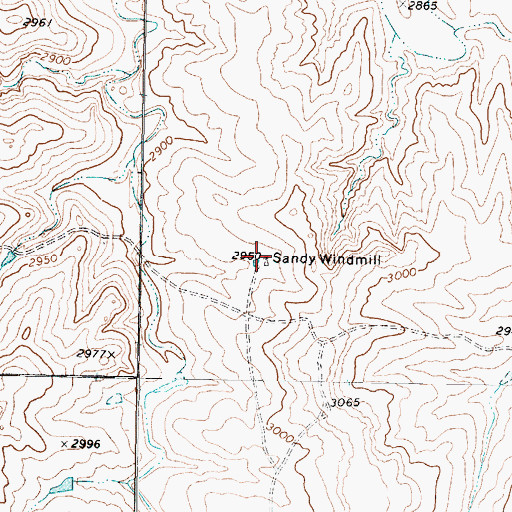 Topographic Map of Sandy Windmill, TX