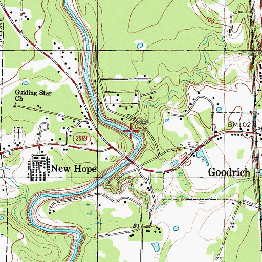 Topographic Map of Sanson Creek, TX