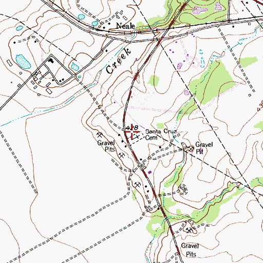 Topographic Map of Santa Cruz Cemetery, TX