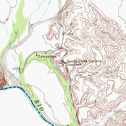 Topographic Map of Santa Elena Canyon Lookout, TX