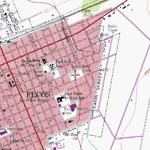 Topographic Map of Santa Rosa Cemetery, TX