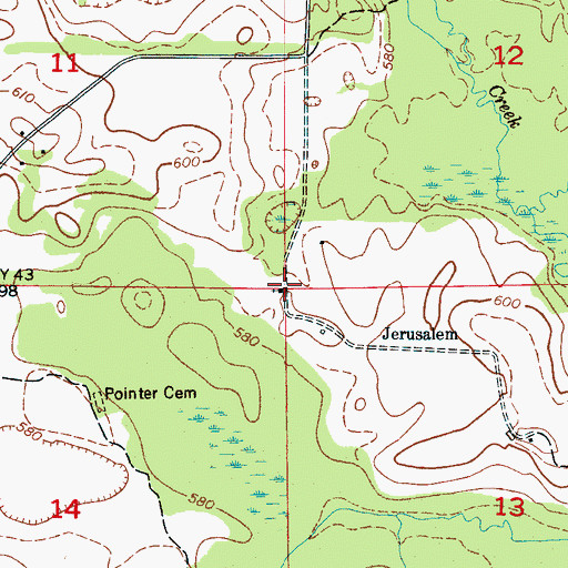 Topographic Map of Jerusalem Church, AL