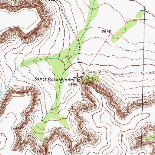Topographic Map of Santa Rosa Windmill, TX