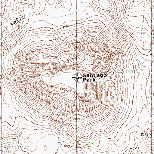 Topographic Map of Santiago Peak, TX