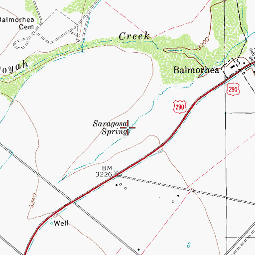 Topographic Map of Saragosa Spring, TX