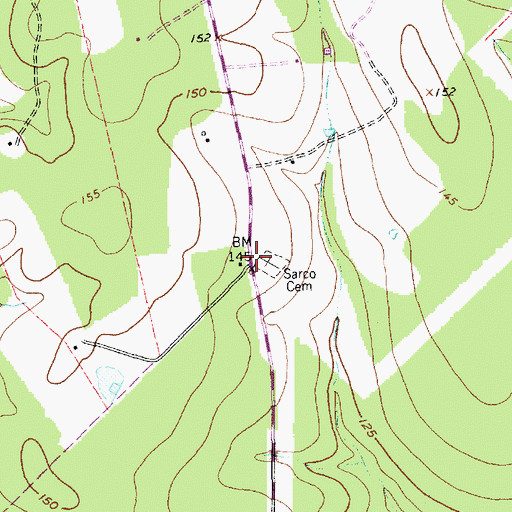 Topographic Map of Sarco Cemetery, TX