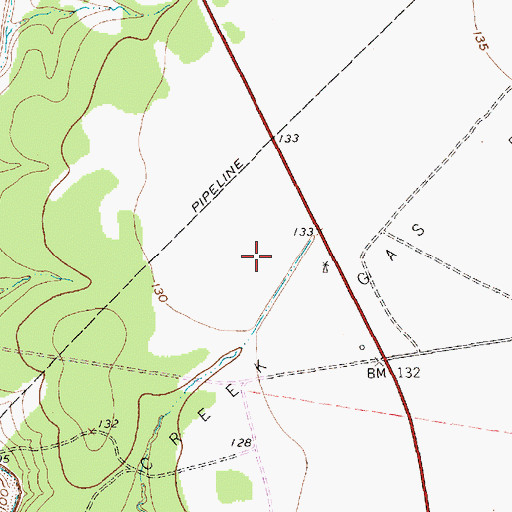 Topographic Map of Sarco Creek Gas Field, TX