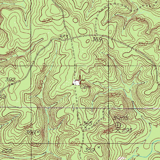 Topographic Map of Sardis Cemetery, TX