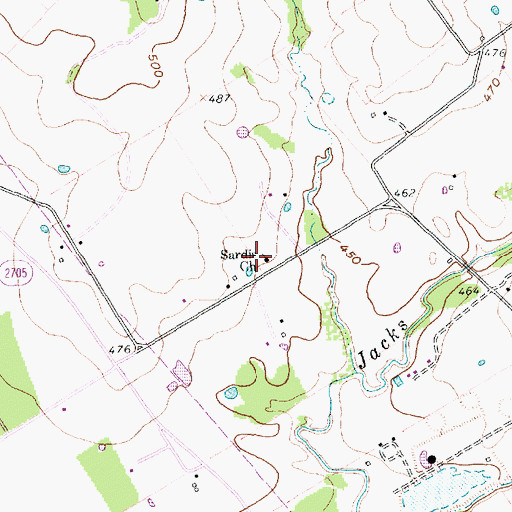 Topographic Map of Sardis Church, TX