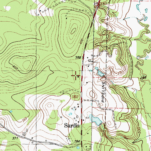Topographic Map of Sardis Church, TX