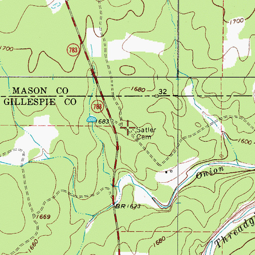 Topographic Map of Satler Cemetery, TX