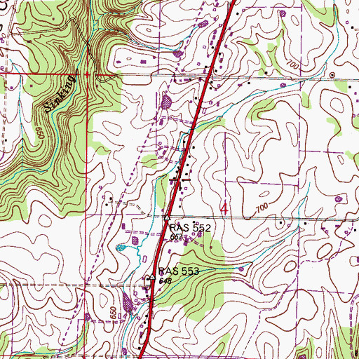 Topographic Map of Longtown, AL