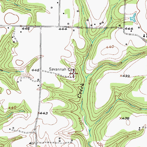 Topographic Map of Savannah Cemetery, TX