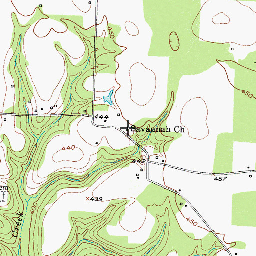 Topographic Map of Savannah Church, TX