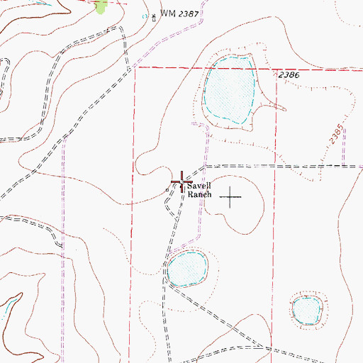 Topographic Map of Savell Ranch, TX