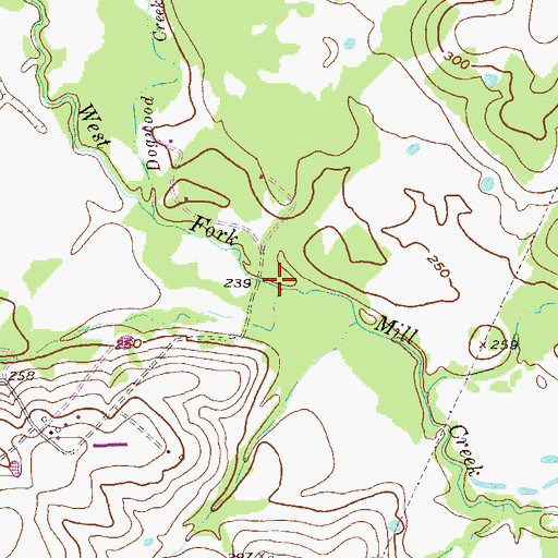 Topographic Map of Sawmill Creek, TX