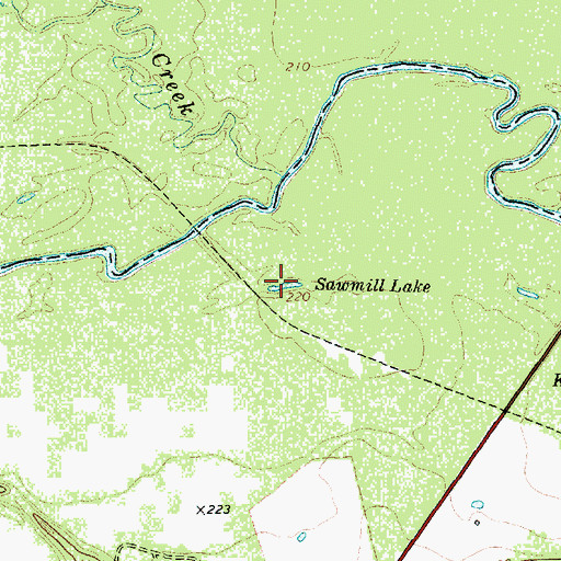 Topographic Map of Sawmill Lake, TX