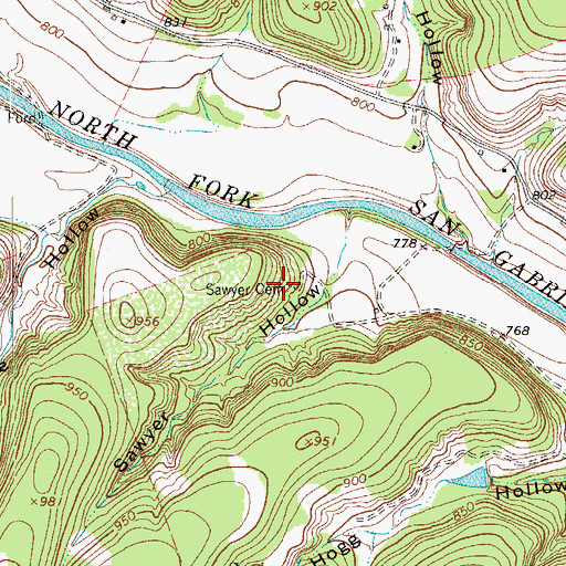 Topographic Map of Sawyer Cemetery, TX