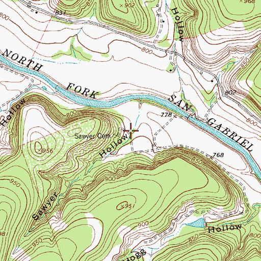 Topographic Map of Sawyer Hollow, TX