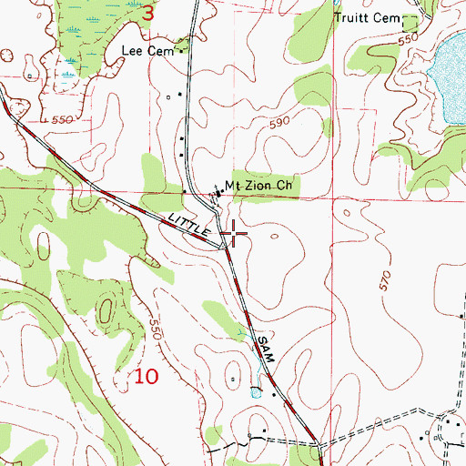 Topographic Map of Little Sam School (historical), AL