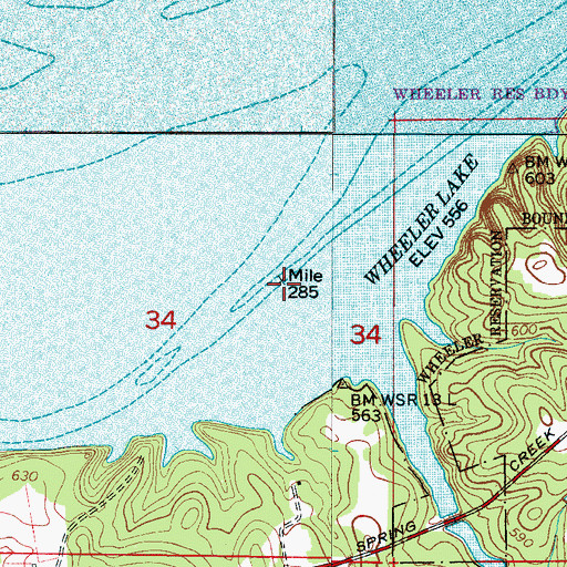 Topographic Map of Lock B (historical), AL